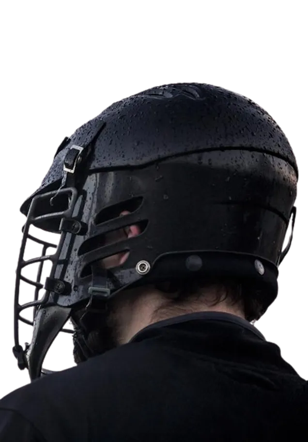 lacrosse player with helmet on
